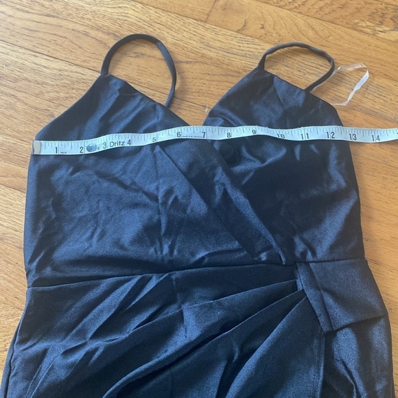 Fashion Q Black Waist Wrap Around Mini Spaghetti Dress Size Medium - Picture 11 of 12